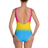 Pansexual Pride Ombre Open-back Swimsuit One-piece Swimsuit PRIDE MODE